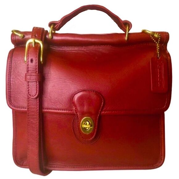 Vintage COACH Willis Red Glove Tanned Leather Turn Lock Satchel 9927 USA COA - Picture 1 of 17